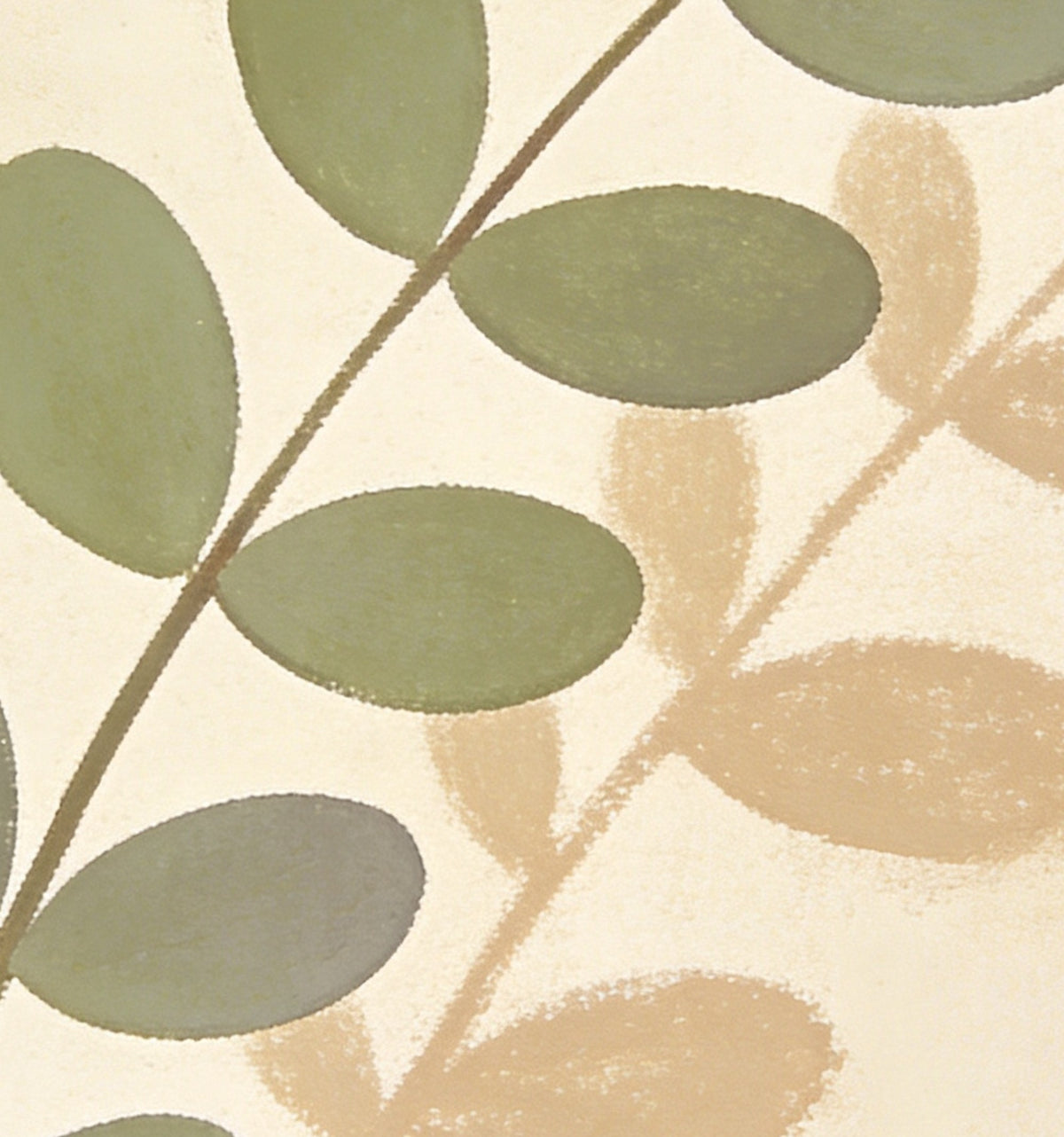 Détail de « Branche sauge » : feuilles vert sauge et ombre couleur sable