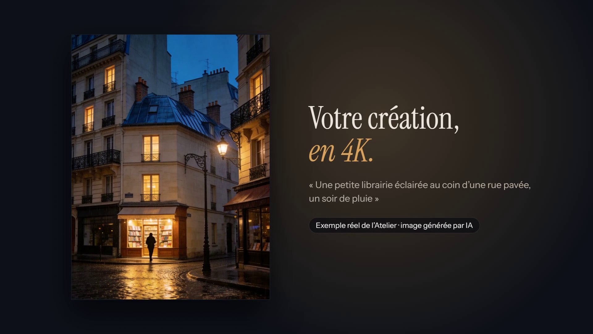 Vidéo de l’Atelier Ombrance : choisir un univers, décrire son idée, générer son tableau, le recevoir en affiche ou sur toile avec son certificat